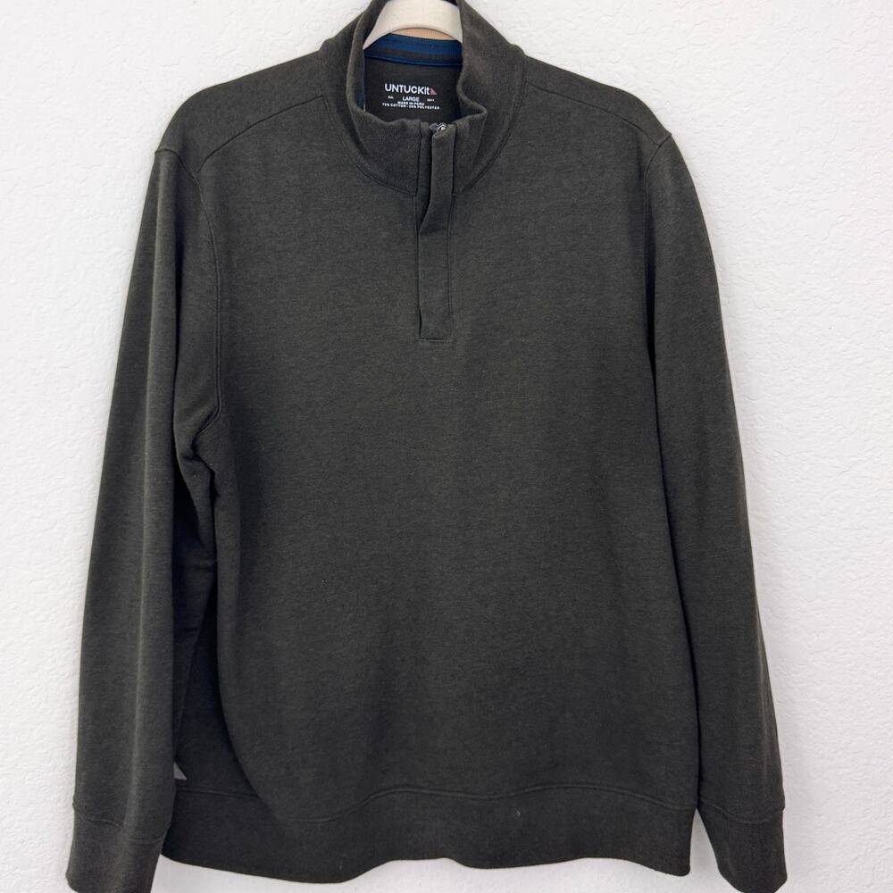 UNTUCKit Mens Corral Quarter Zip Knit Pullover Size L Long Sleeve Neutral Brown